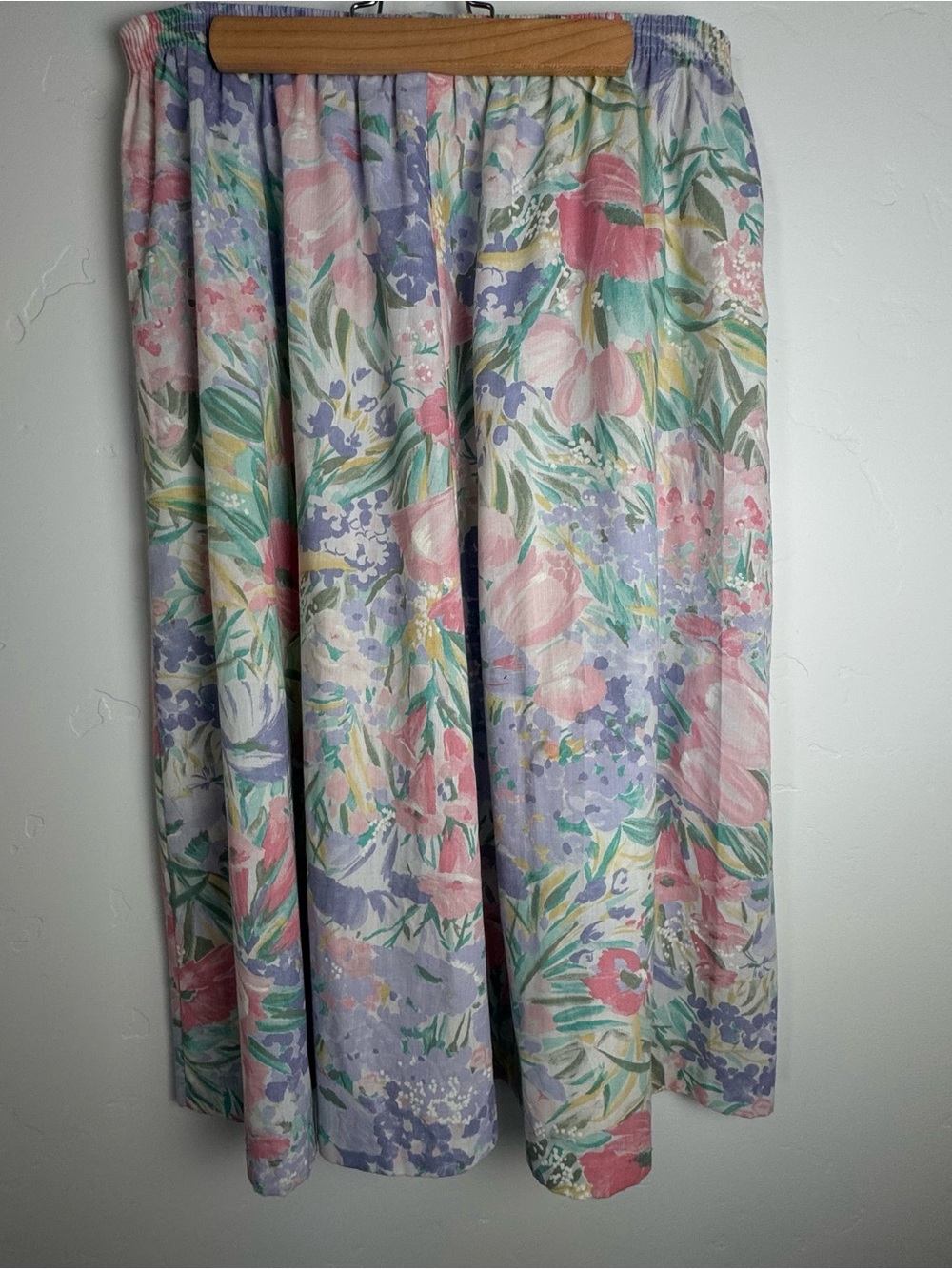 Alfred Dunner Vintage 90s Pastel Floral Watercolor Midi Skirt Cottagecore Sz 16 - Picture 4 of 9